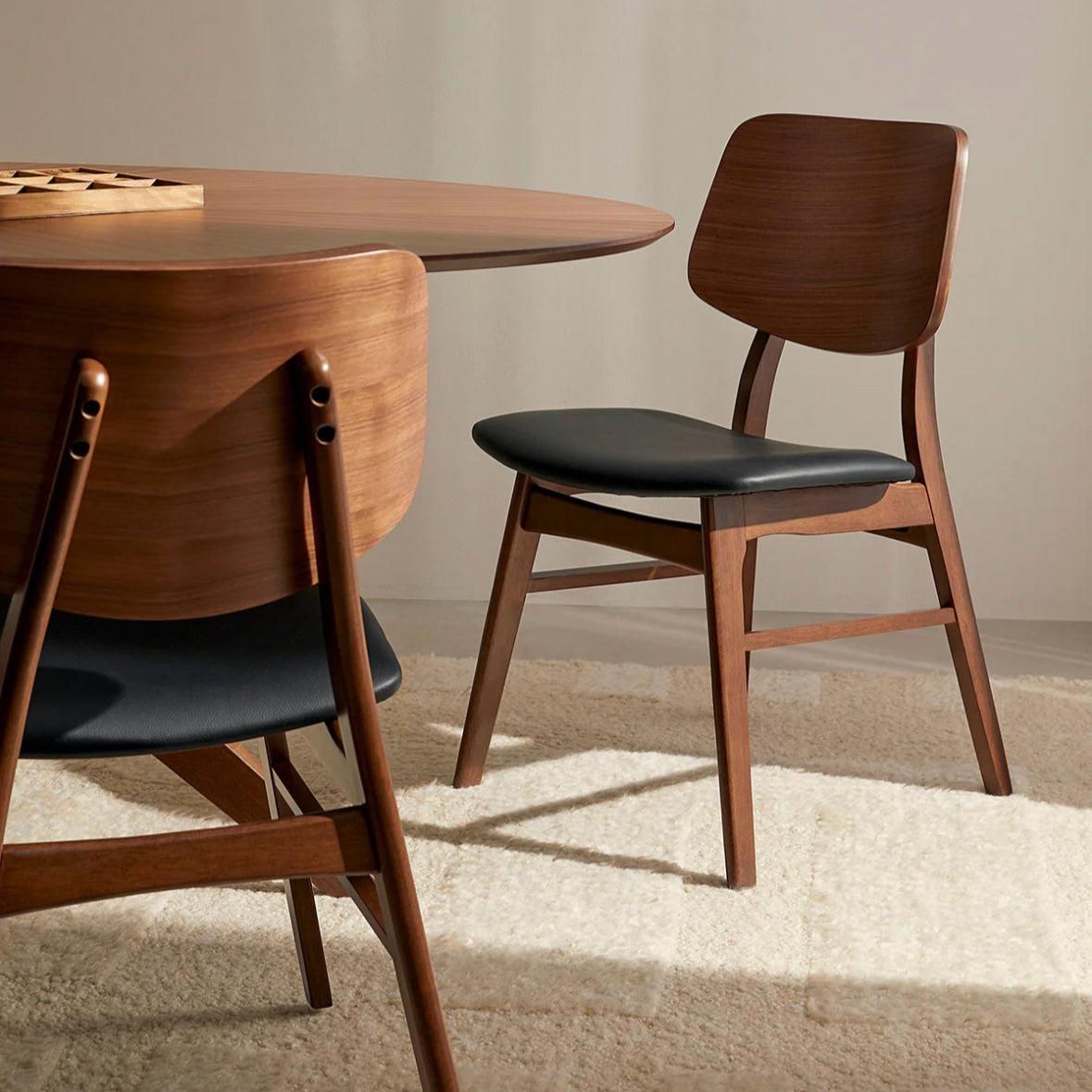 Set of 2 Hoft Home Anders Dining Chairs, Black & Walnut, 18.5" L x 23" W x 32" H