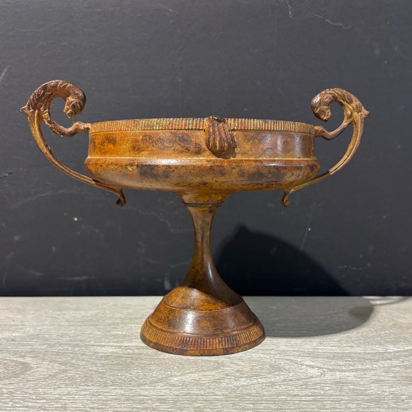 VTG Painted Metal Compote 9.5" W x 6" D x 7" H