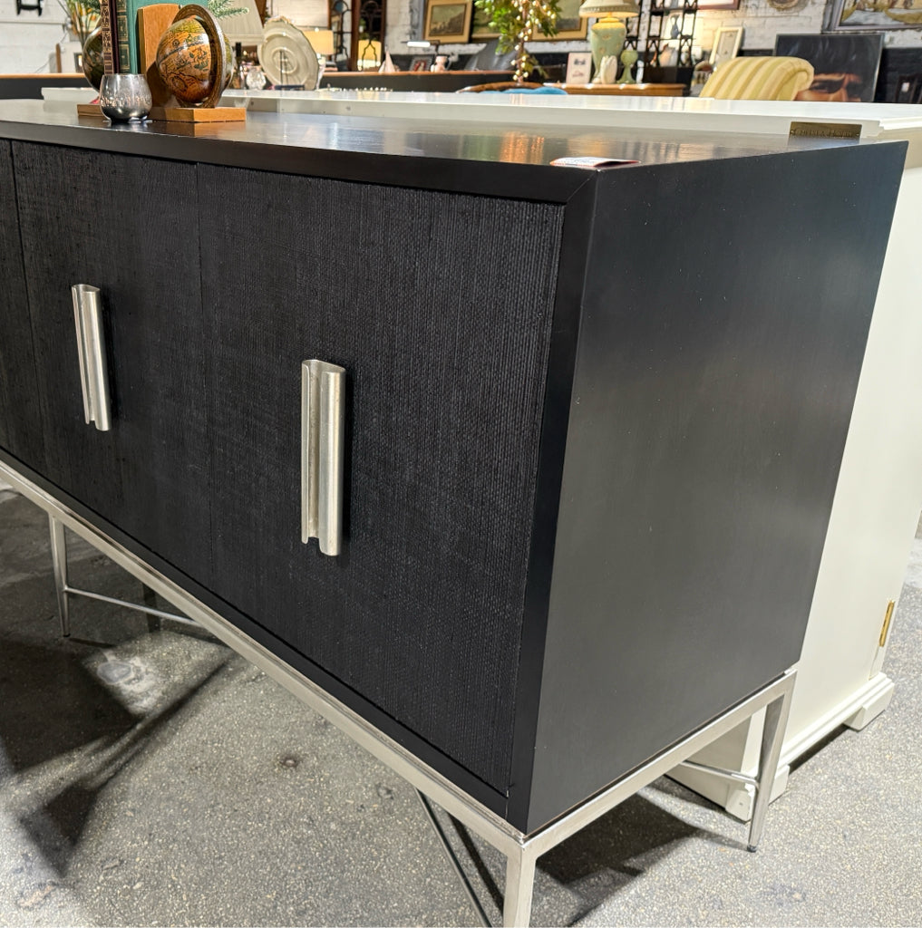 Chelsea House Williams credenza,grasscloth/nickel hardware, 84"L x 20"D x 35"H