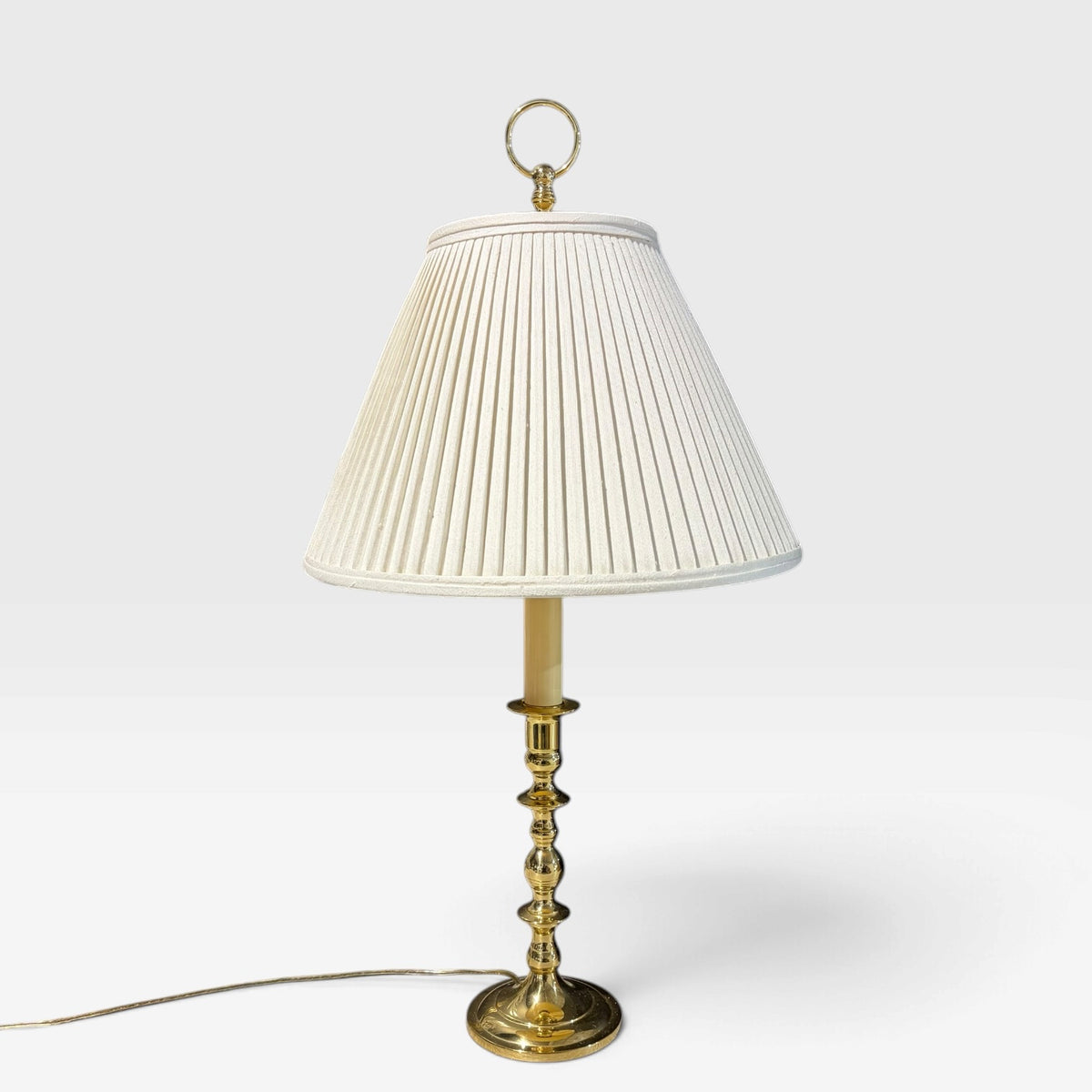 VTG Baldwin Solid Brass Candlestick Table Lamp, 23"H