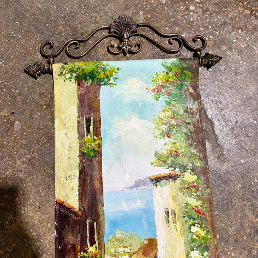 Tuscan Hand Painted Scroll, 39"H x 16.5"W x .5"D