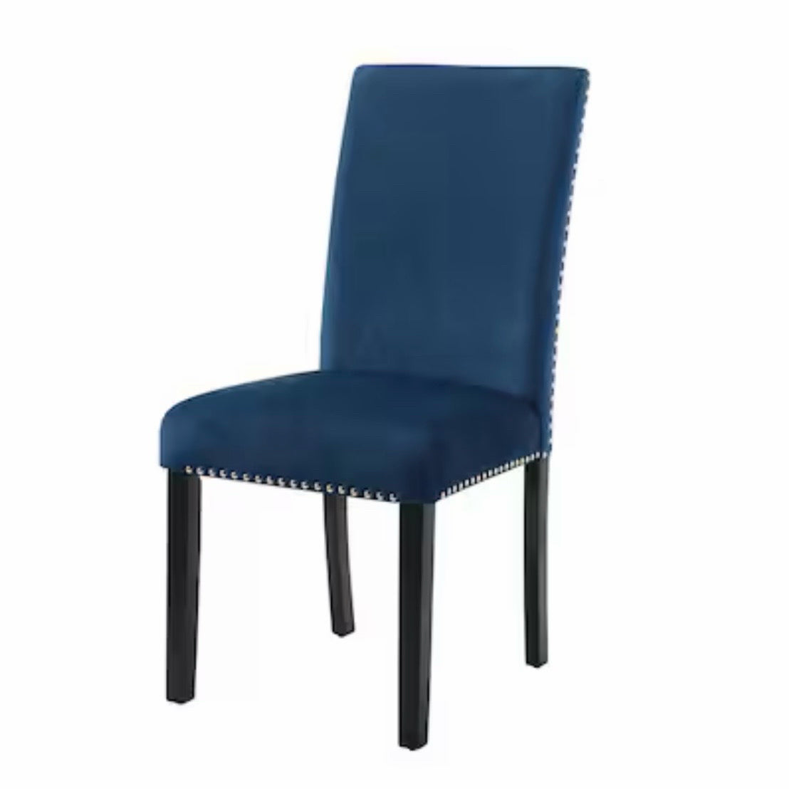 Pair of Celeste Blue Velvet Dining Chairs, 18.2"W x 22.4"D x 37.8"H