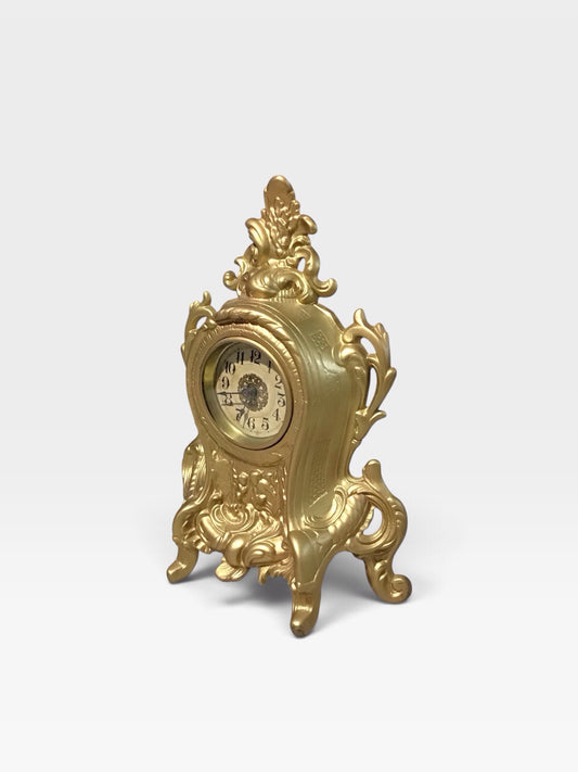 Rococo Style Cast Metal Clock 8.5" W x 3" D x 10" H