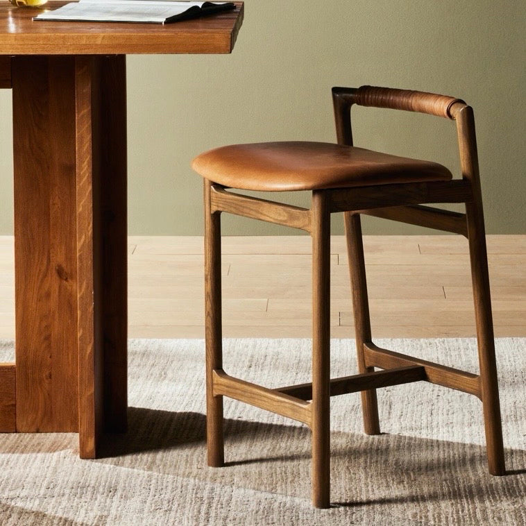 Four Hands Baden Counter Stool, Tobacco Leather