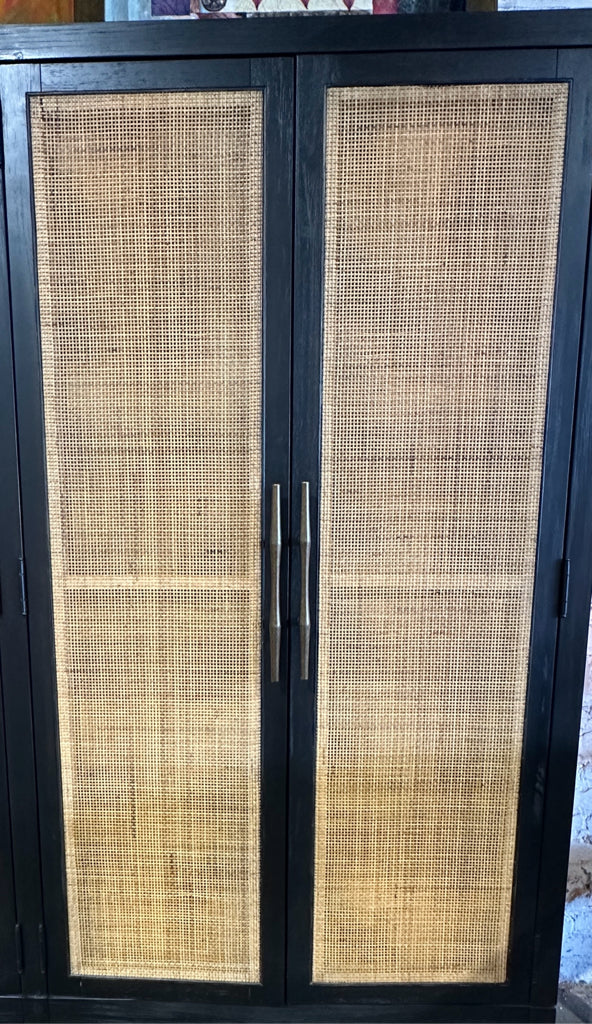 Waikiki wardrobe, rattan doors, espresso finish, 80" H x 72" W x 22" D