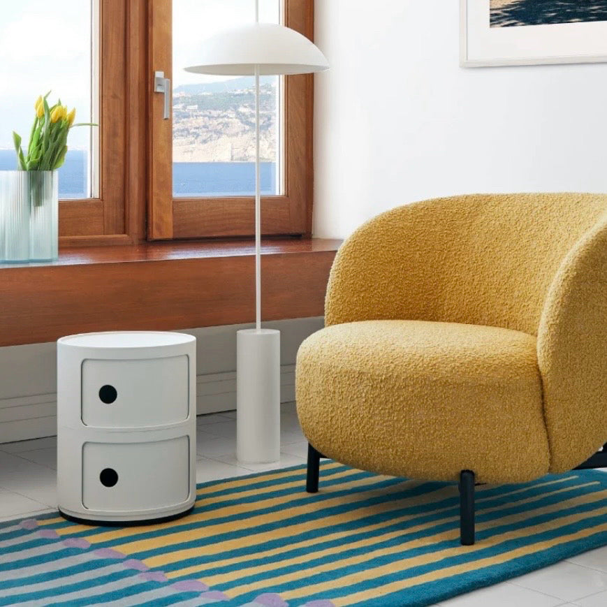 Kartell Componibili 2-Door Round Storage Unit, White Glossy, 12.6 Dia x 15.75" H