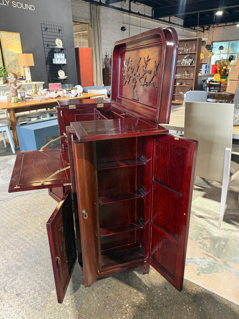 VTG Asian Rosewood Flip Top Dry Bar, 36" W x 20" D x 42" H