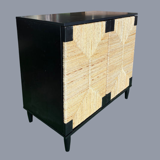 Roseanne Banana Stem Nightstand - Black/Natural, AS IS, 34.6 "L x 18.1"D x 32"H