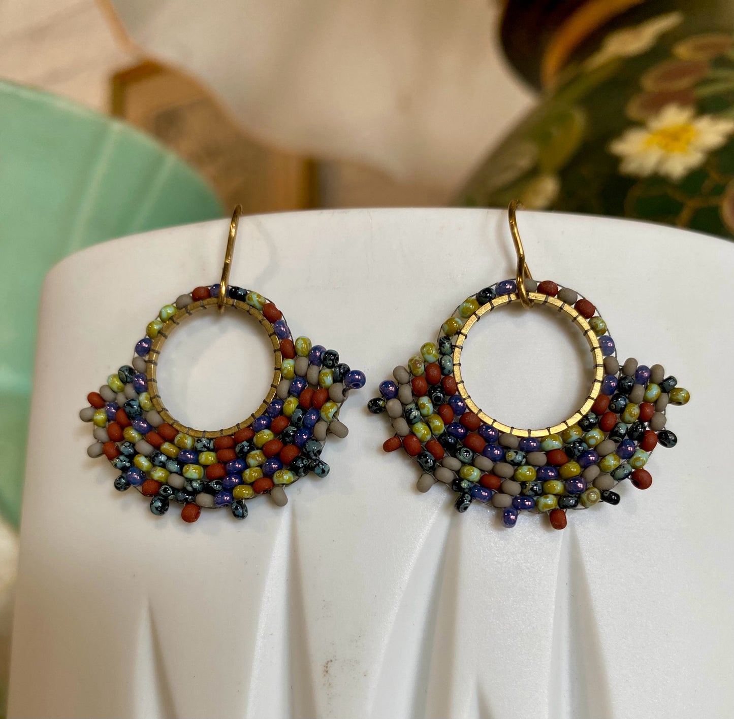 Fan Loop Earrings, Multi, Carrie Price Wearable Art