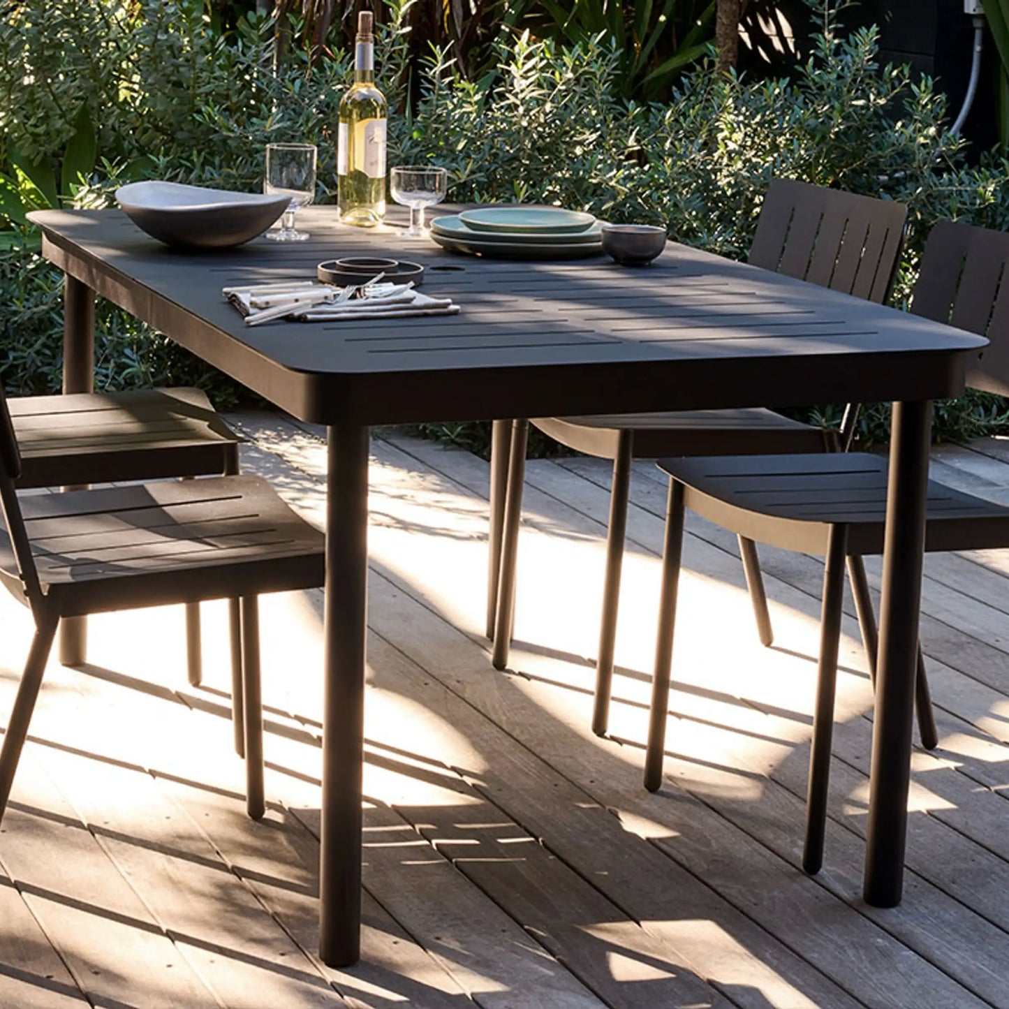 Burrow Relay Outdoor Dining Table, Shale, 60" W x 29" D x 36" H