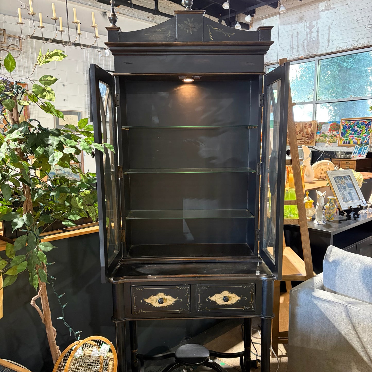 Black & Gold Hutch 32" W x 18" D x 85" H