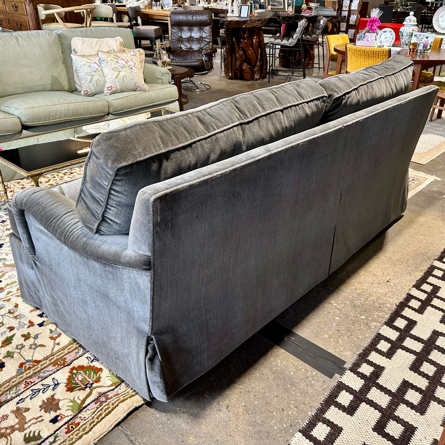 Theodore Alexander Sofa, Slate Performance Velvet, 82" L x 36" W x 32.5" H
