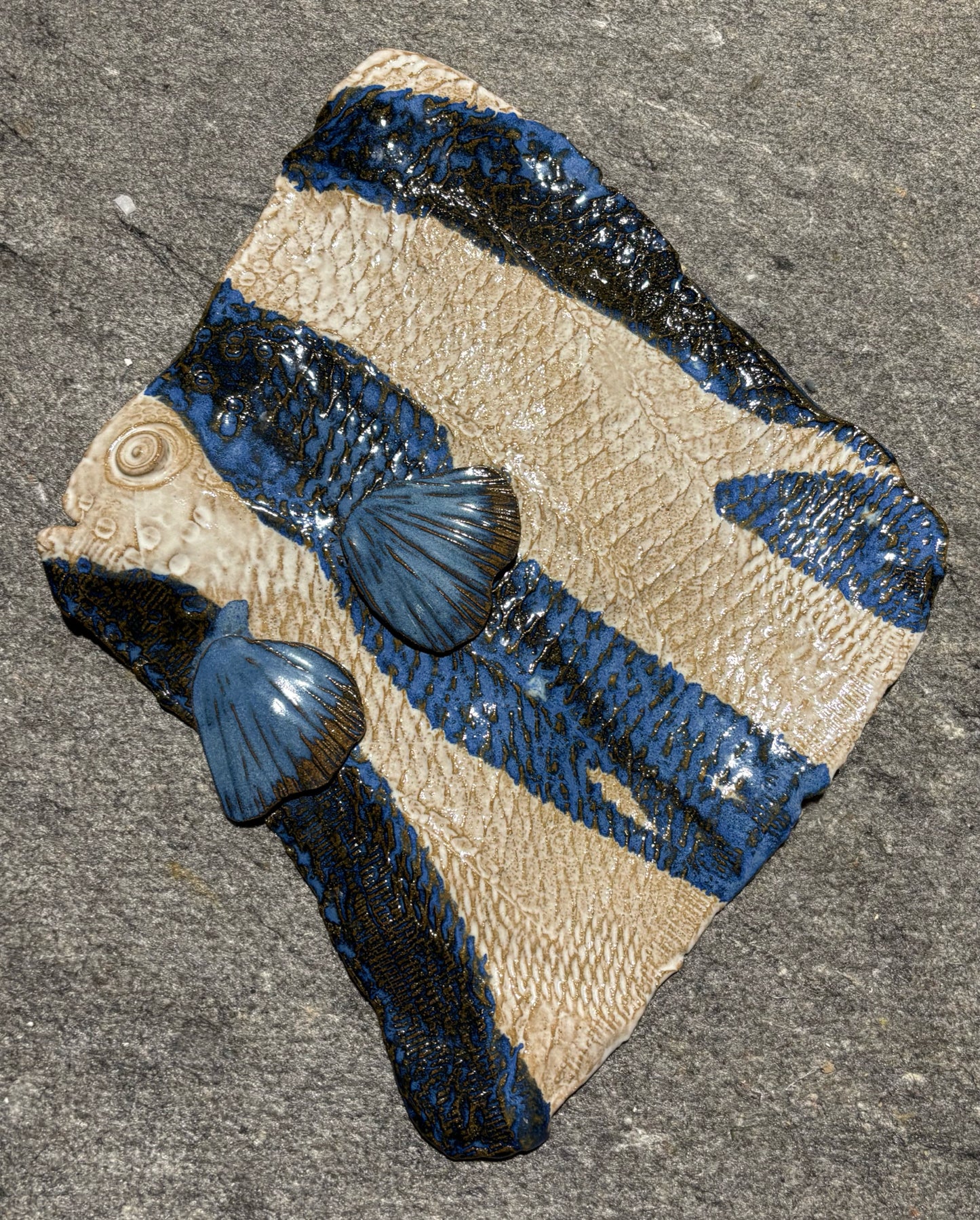 Signed Studio Pottery, Fish Wall Art 20"H x 18"W