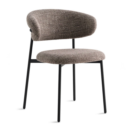 Oleandro Padded Chair w/Metal Base, Boucle Taupe/Black, 22.9"W x 22.75" x 33.9"H