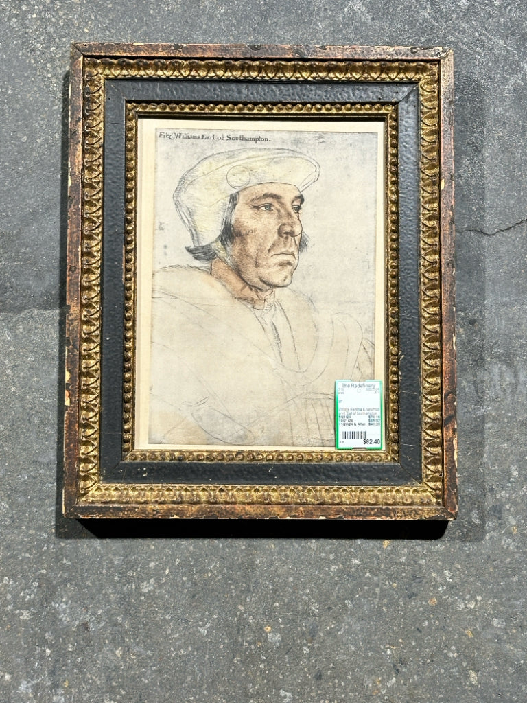 Vintage Reinthal & Newman print, Earl of Southampton, 13"x16"