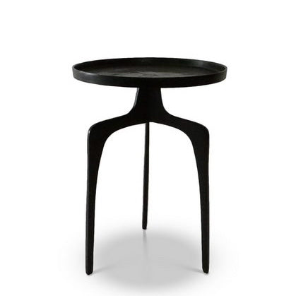 Urbia Vinya End Table, "Raw Bronze" Black Reclaimed Aluminum, 16.5" Dia x 22" H