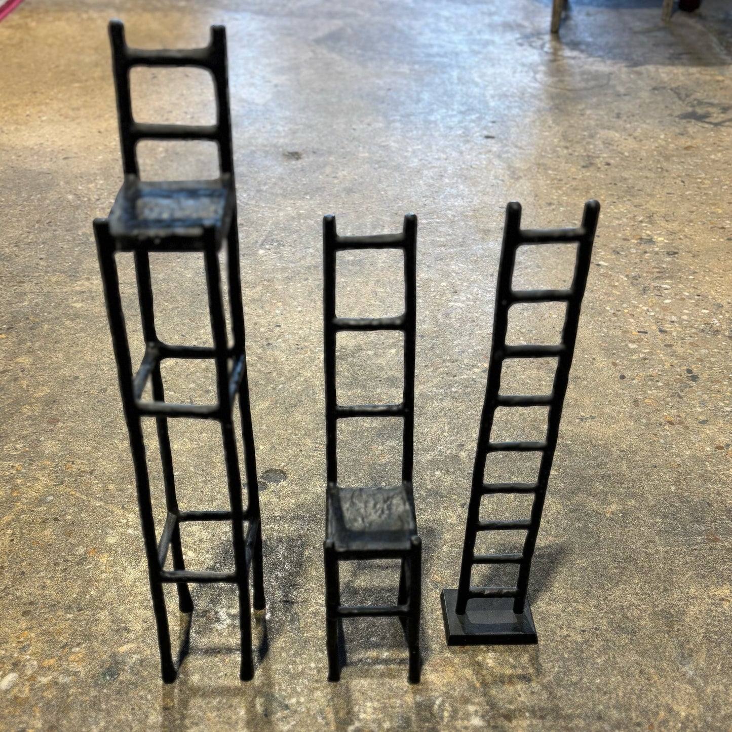 SET of Pottery Barn Wrought Iron Mini Chairs with Ladder 3" W x 3.25" D x 19.5
