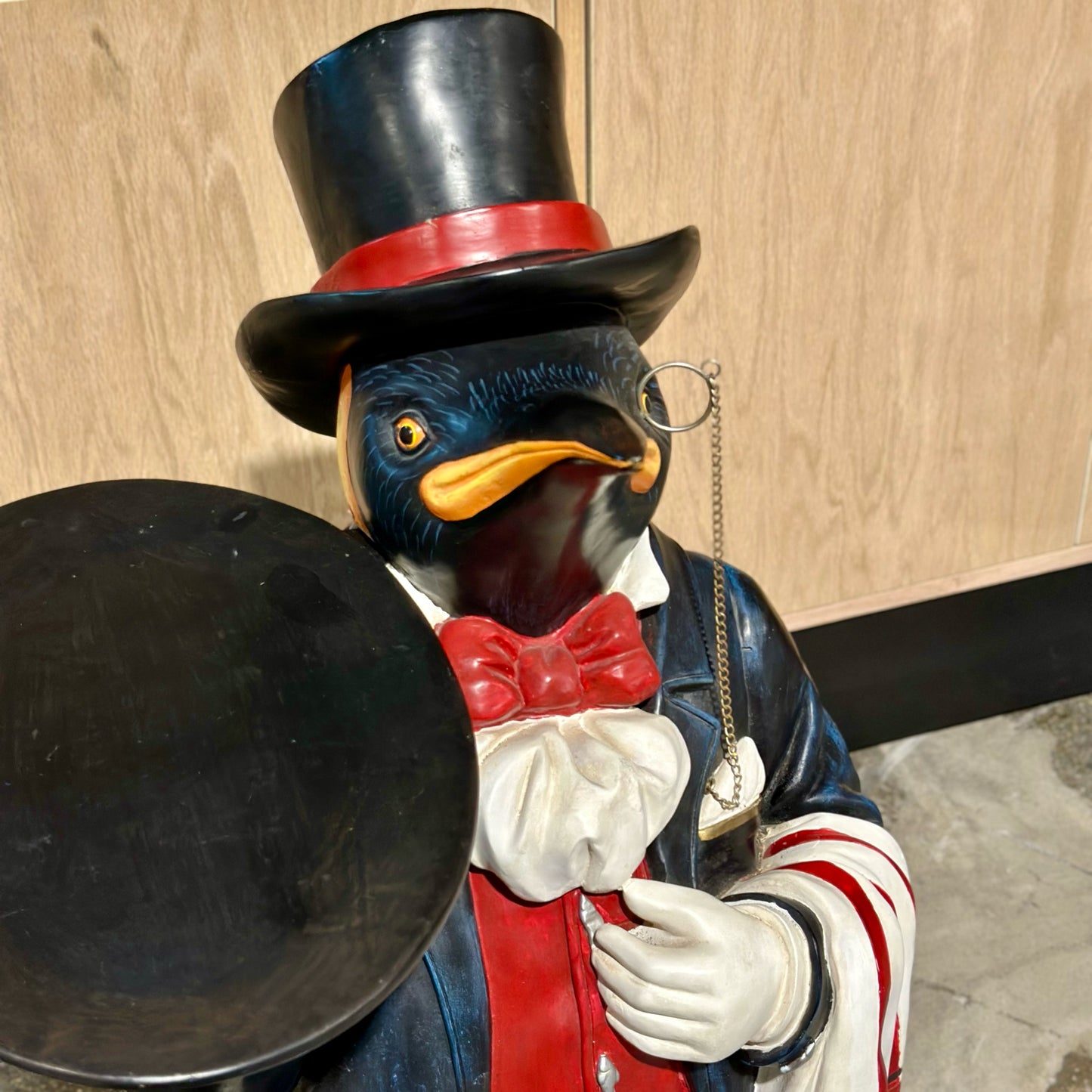 Large Penguin Butler Statue w/ Tray, 16.5" L x 18.5" D x 35" H