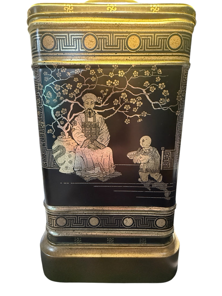 PAIR of VTG Frederick Cooper Chinoiserie Tea Tin lamps, 14"W x 14"D x 24"H