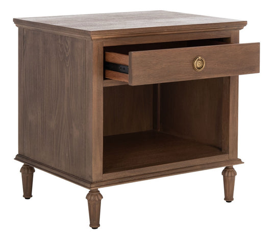 Safavieh Couture Lisabet 1 Drawer Wood Nightstand, Brown, 24" W x 19" D x 24" H