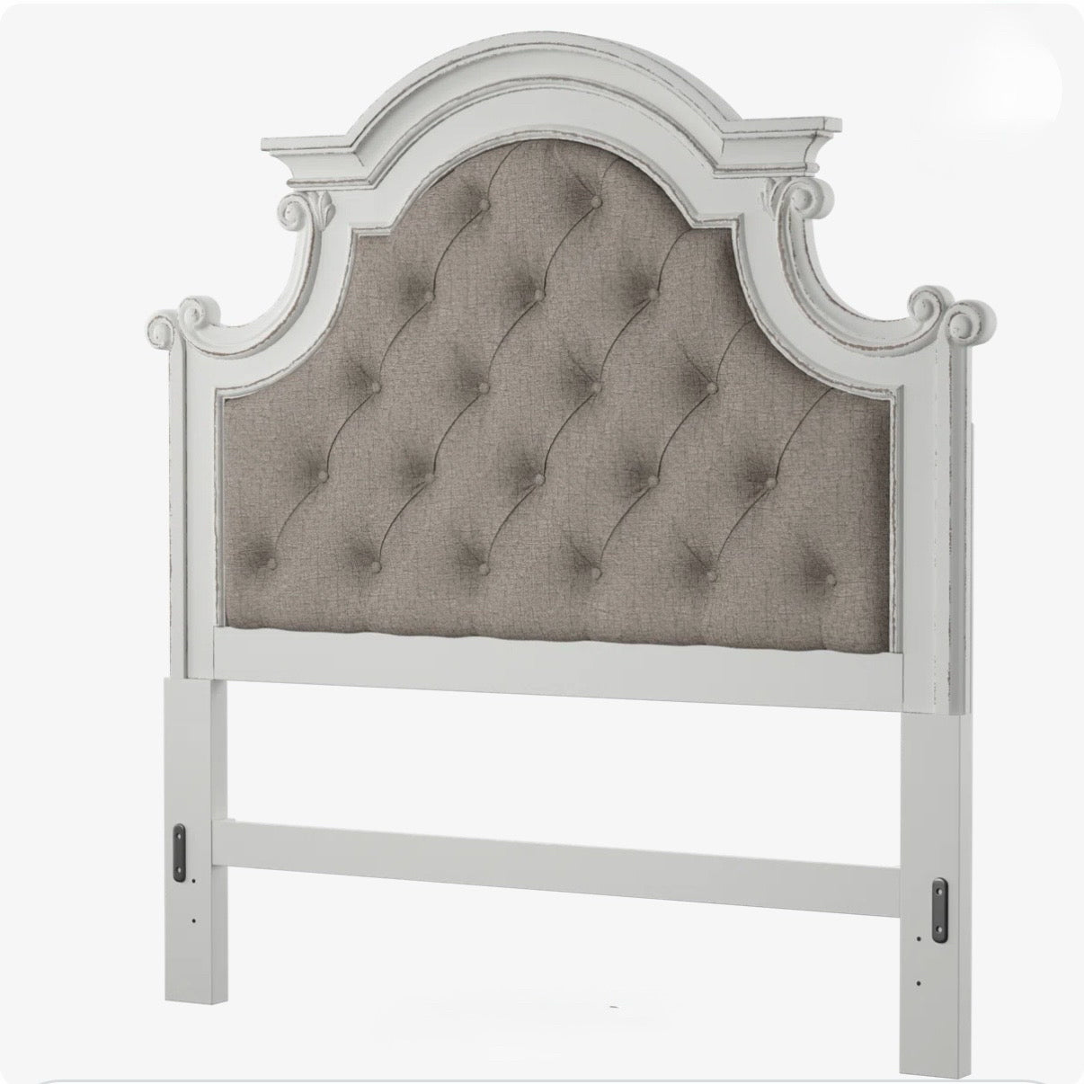Magnolia Manor Queen Upholstered Panel Headboard, ATQ White, 69"W x 67"W x 3"D