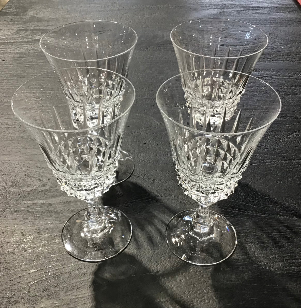 SET OF 4, Cristal D'arques-Durand Wine Glasses, 3.5" Dia x 6"H