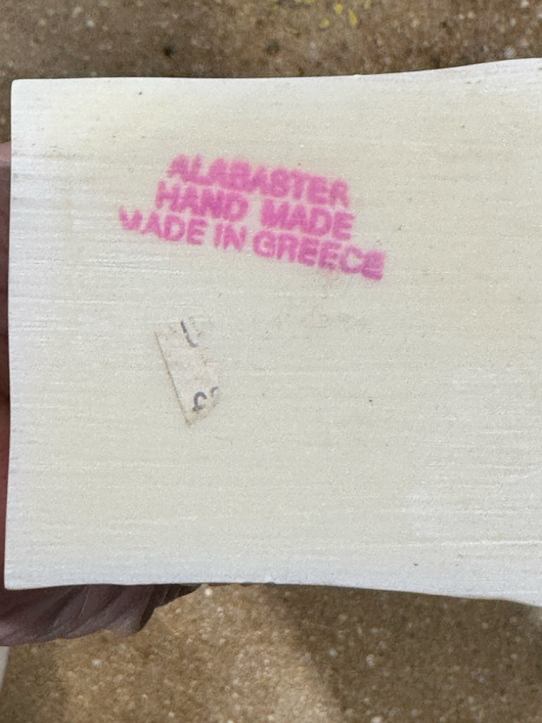 Greek god statue, handmade alabaster, 8.5"H x 2.5"W x 2.5"D