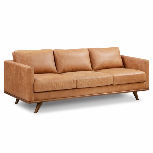 Poly & Bark Nolita Sofa - Cognac Tan, 85"W x 33.25"D x 33"H