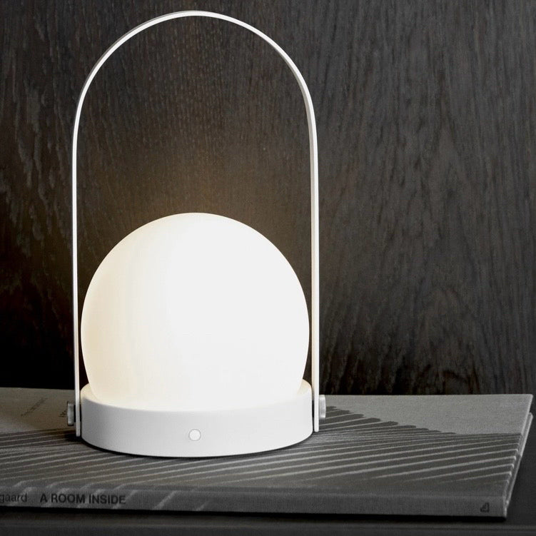 Carrie Portable Indoor/Outdoor LED Lamp, White, 6"W x 5.3"D x 9.6"H