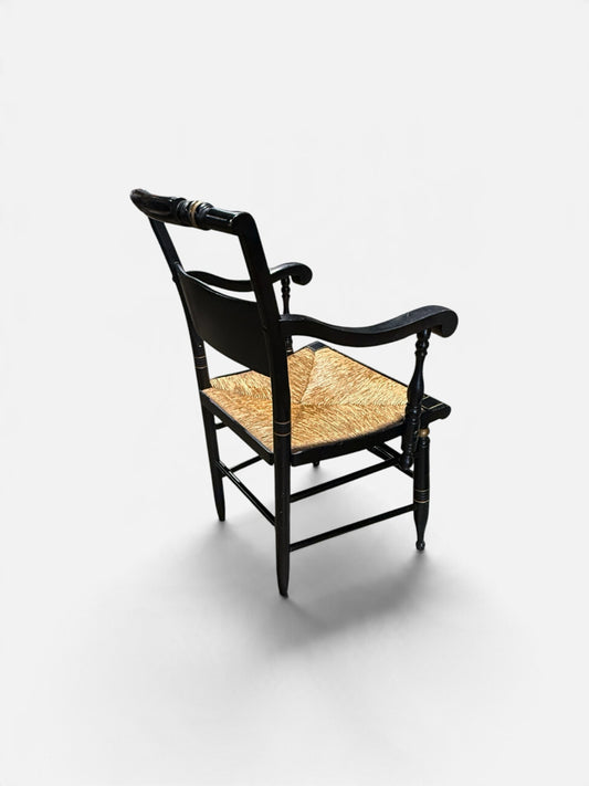 PAIR of ATQ Hitchcock style rush seat chairs, 19"W x 17"D x 33.5"H