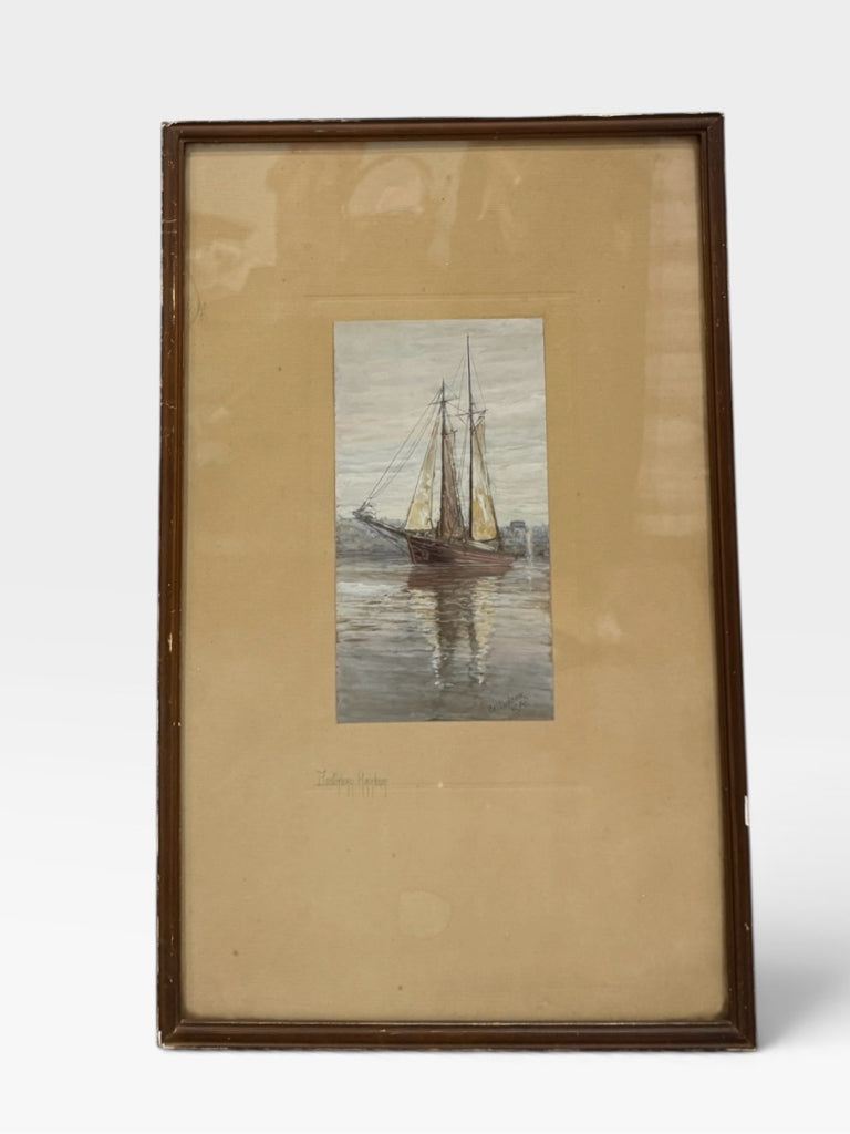 ATQ watercolor, 'Boothbay Harbor', unsigned,13'W x 20.5"H