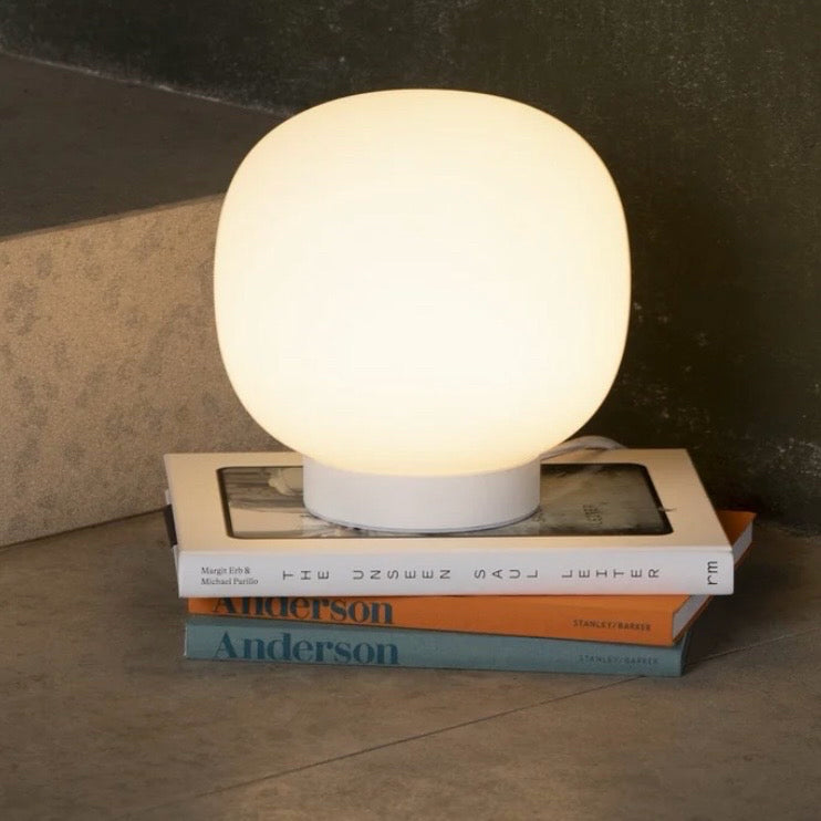 Amelia Table Lamp, White Base, 8.5"Dia x 8.5"H