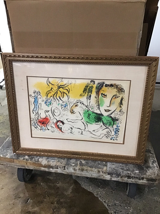 Art Abstract " Homecoming" by Marc Chagall 21.75H x 28.5"W x 1" D