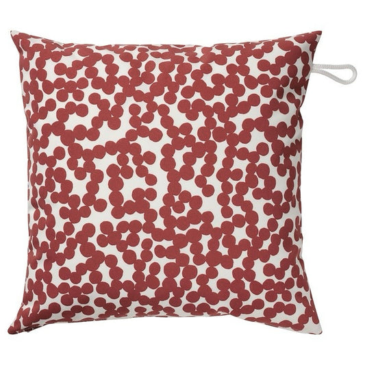 Outdoor Throw Pillow, White w/ Red Dots, 20" x 20"