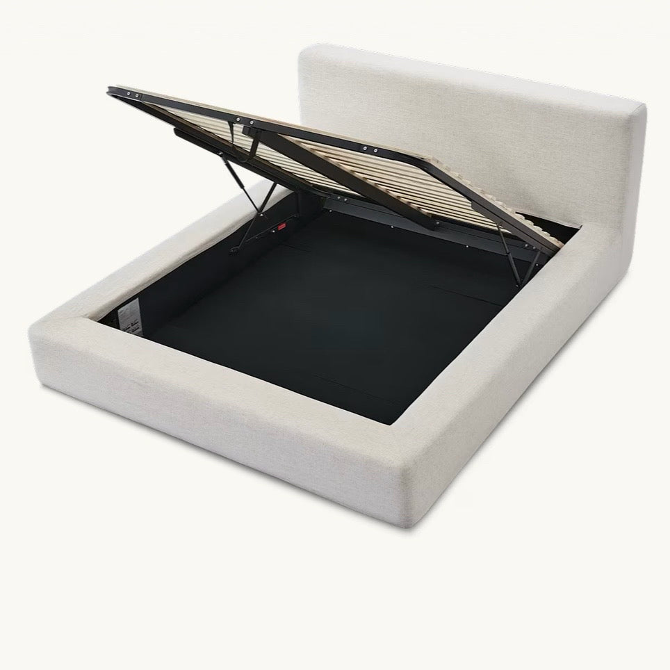 Dawson Queen Size Storage Bed, Beach Linen, 76.8"W x 98.4"D x 37"H