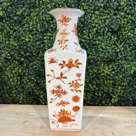 VTG ACF Japanese Porcelain Cricket Vase w/Base, 14"H x 5"Sq