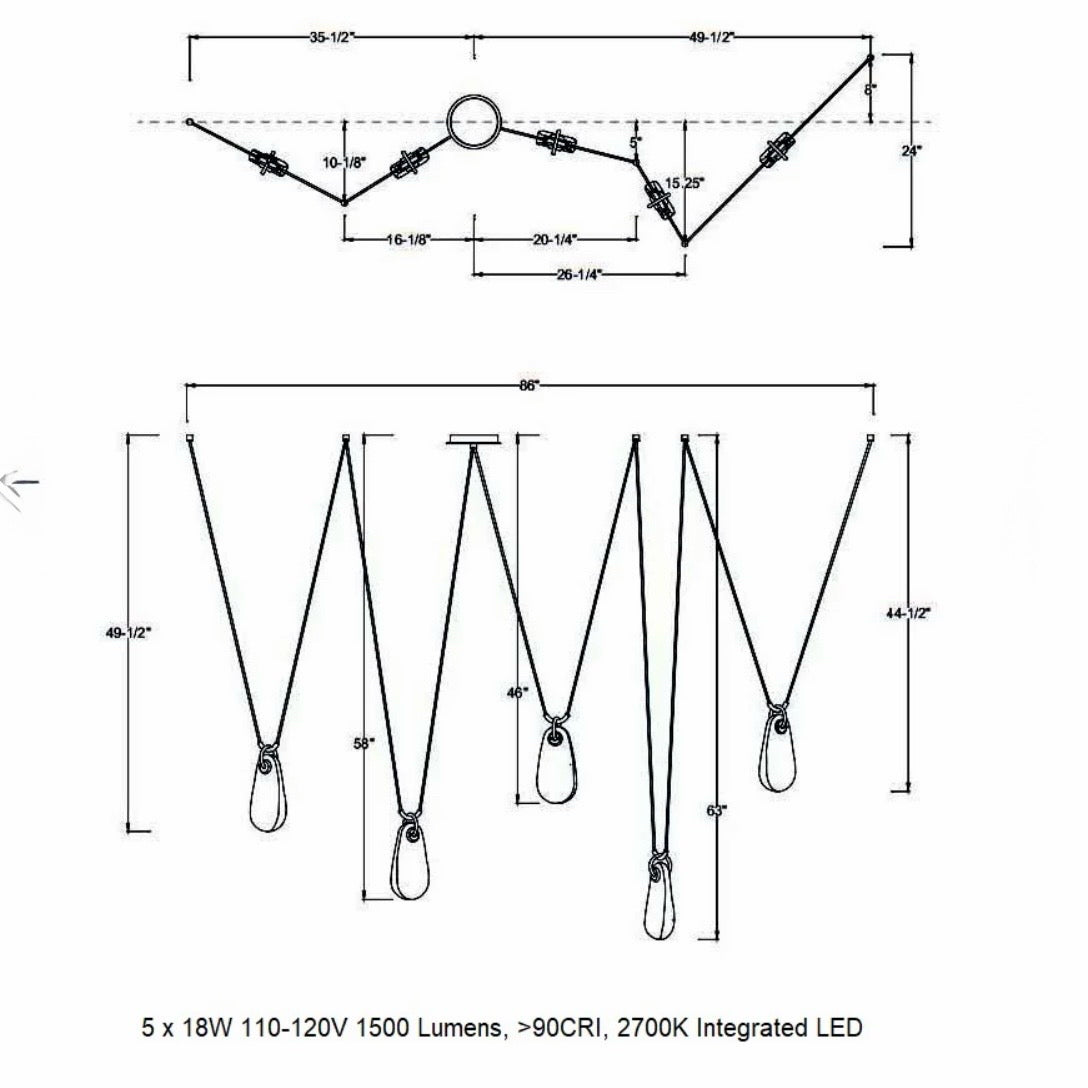 Arteriors Melt Chandelier,Antique Brass Iron / Clear 82" W x 50.5" D x 23" H