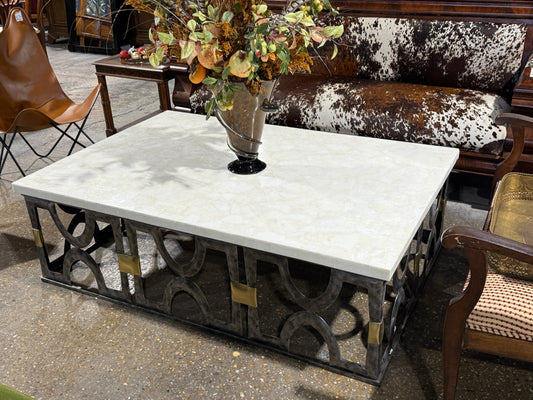 Grand Tour Rectangular Stone Coffee Table,  (AS IS) 59" W x 41" D x 17" H