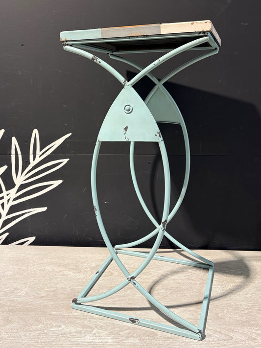Coastal/Fish Accent Table, Distressed, 13"W x 13"D x 28"H