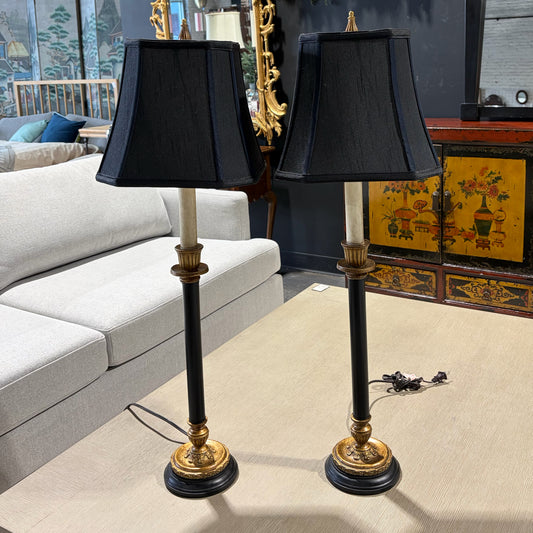 Pair Candlestick Buffet Lamps, 35.5"H x 11"W x 11"D