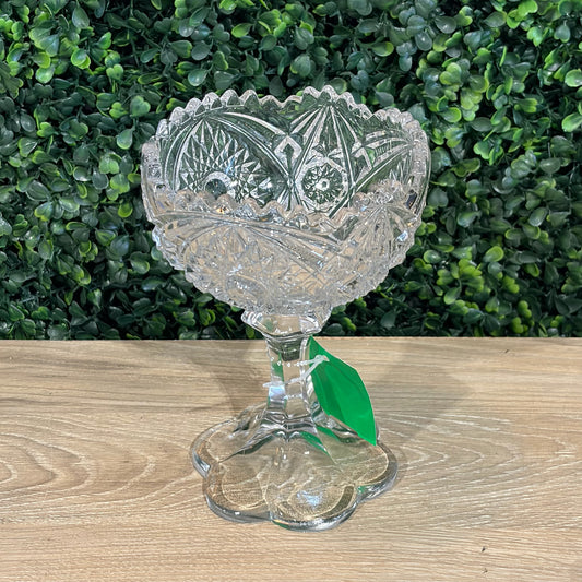 VTG Crystal Pedestal Bowl, 5"Dia x 7"H