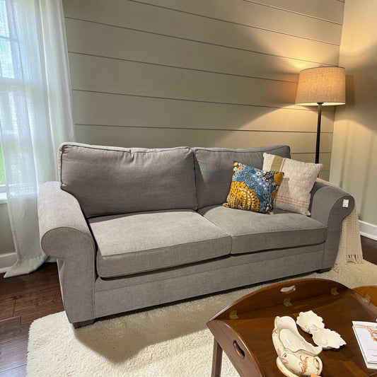 Pottery Barn Pearce Sofa, Charcoal Basketweave, 90"W x 40"D x 32"H