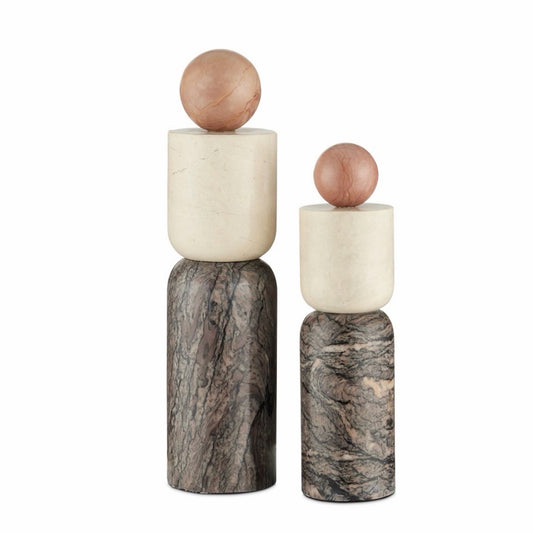 Moreno Marble Object (Set of 2), Large: 3 in Dia x 12 in H