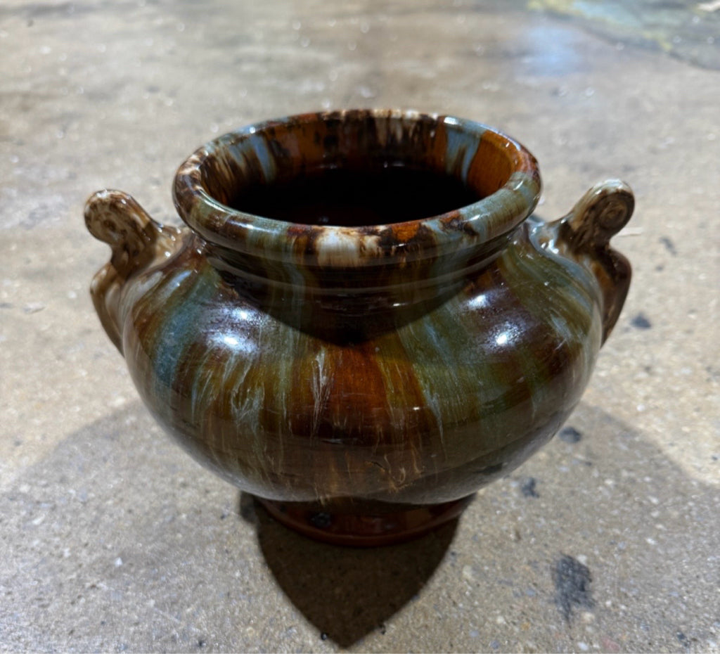 Vintage Brush McCoy Pottery Onyx Jardiniere, Drip Glaze