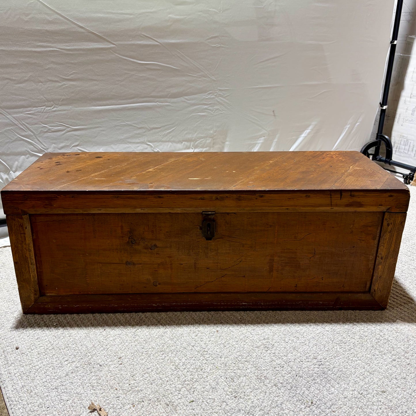Antique Wood Tool Chest/ Carpenters' Trunk, 38"W x 13.75"D x 13.75"H