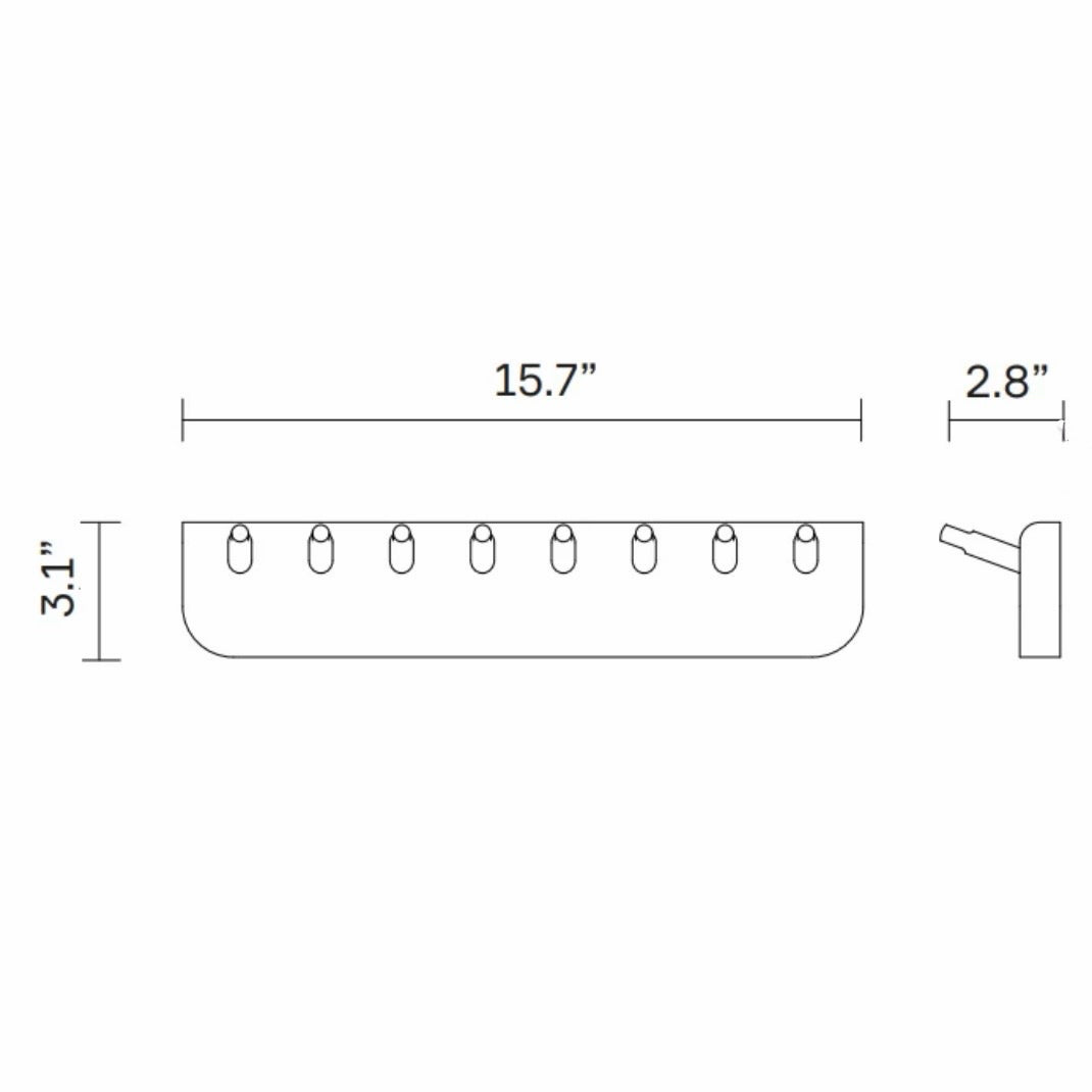Echo Coat Rack, White Oak, 15.7"W x 2.8"D x 3.1"H