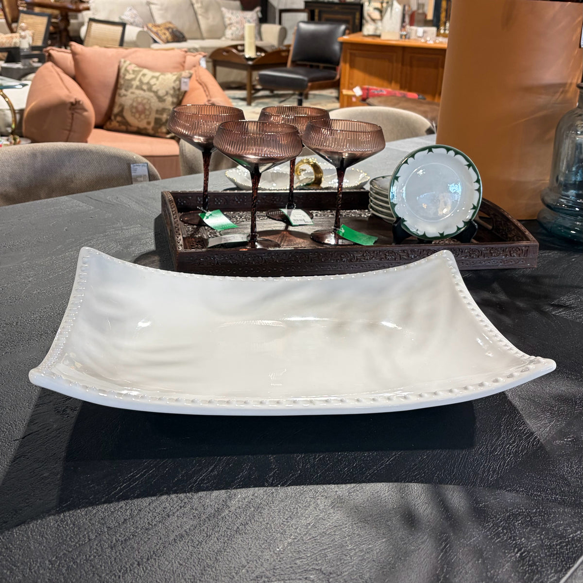 Ceriart Portugal White Pearl Edge Platter