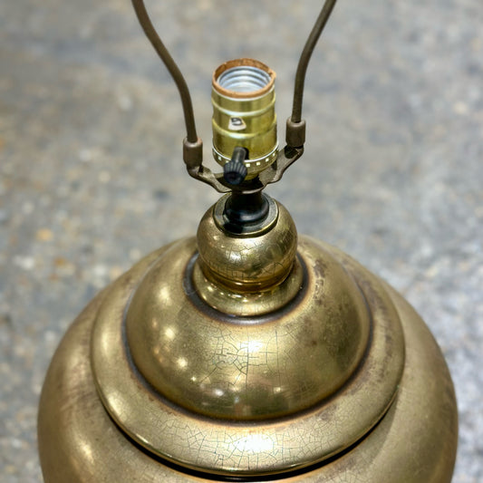 Hollywood Regency Ginger Jar Style Table Lamp, Brass / Gold, 12" Dia x 26" H