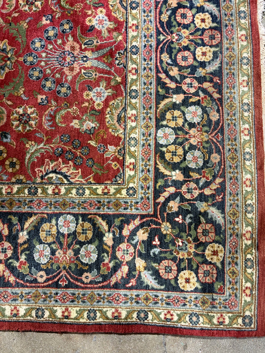 VTG Hand-knotted Wool Rug, Red/Navy/Gold, 7'10"W x 10'11"L x 1"H