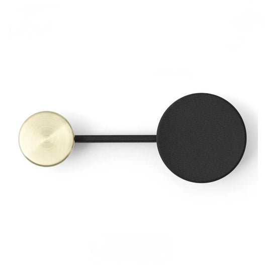 Afteroom Coat Hanger, Black/Brass, 8.3"   W x 1.6"D x 2.9"H